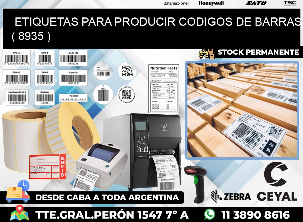 ETIQUETAS PARA PRODUCIR CODIGOS DE BARRAS ( 8935 )