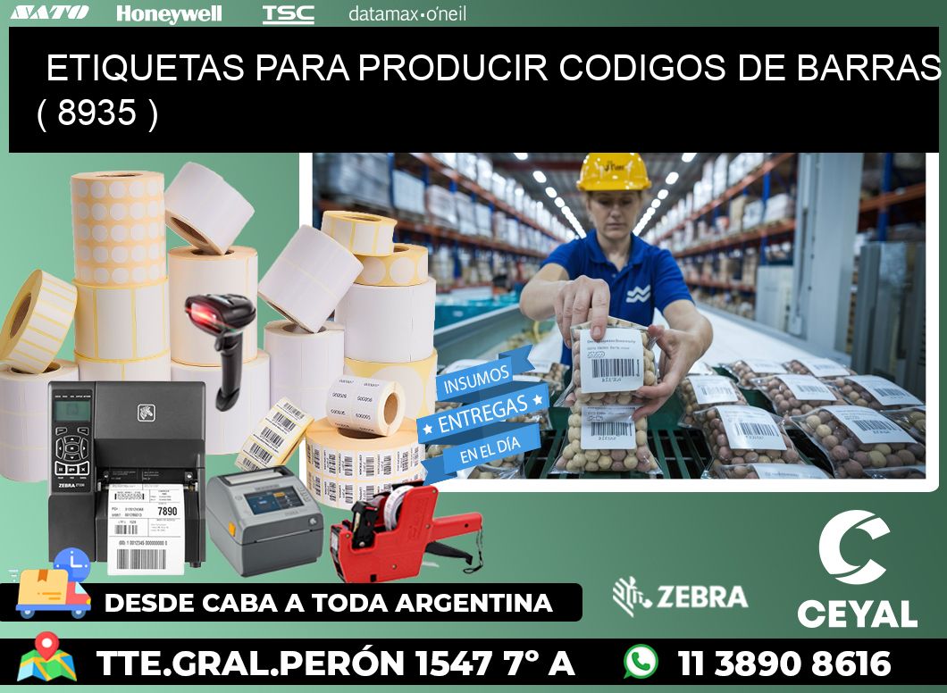 ETIQUETAS PARA PRODUCIR CODIGOS DE BARRAS ( 8935 )