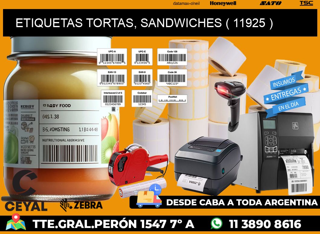 ETIQUETAS TORTAS, SANDWICHES ( 11925 )