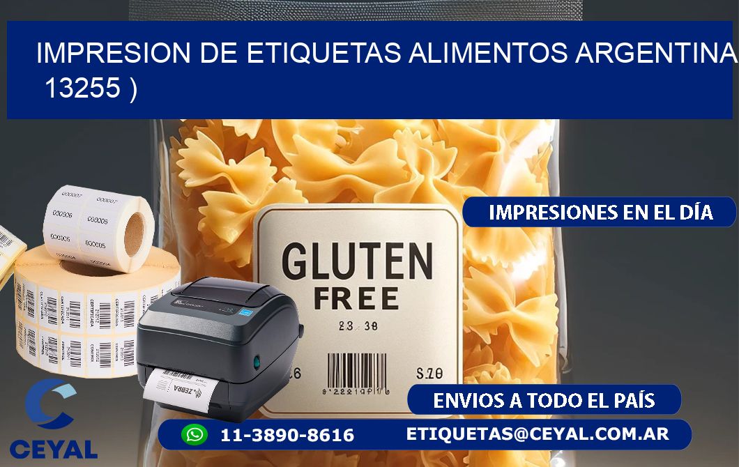 IMPRESION DE ETIQUETAS ALIMENTOS ARGENTINA   13255 )