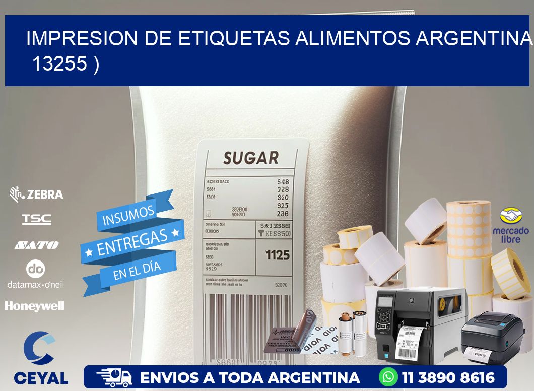 IMPRESION DE ETIQUETAS ALIMENTOS ARGENTINA   13255 )