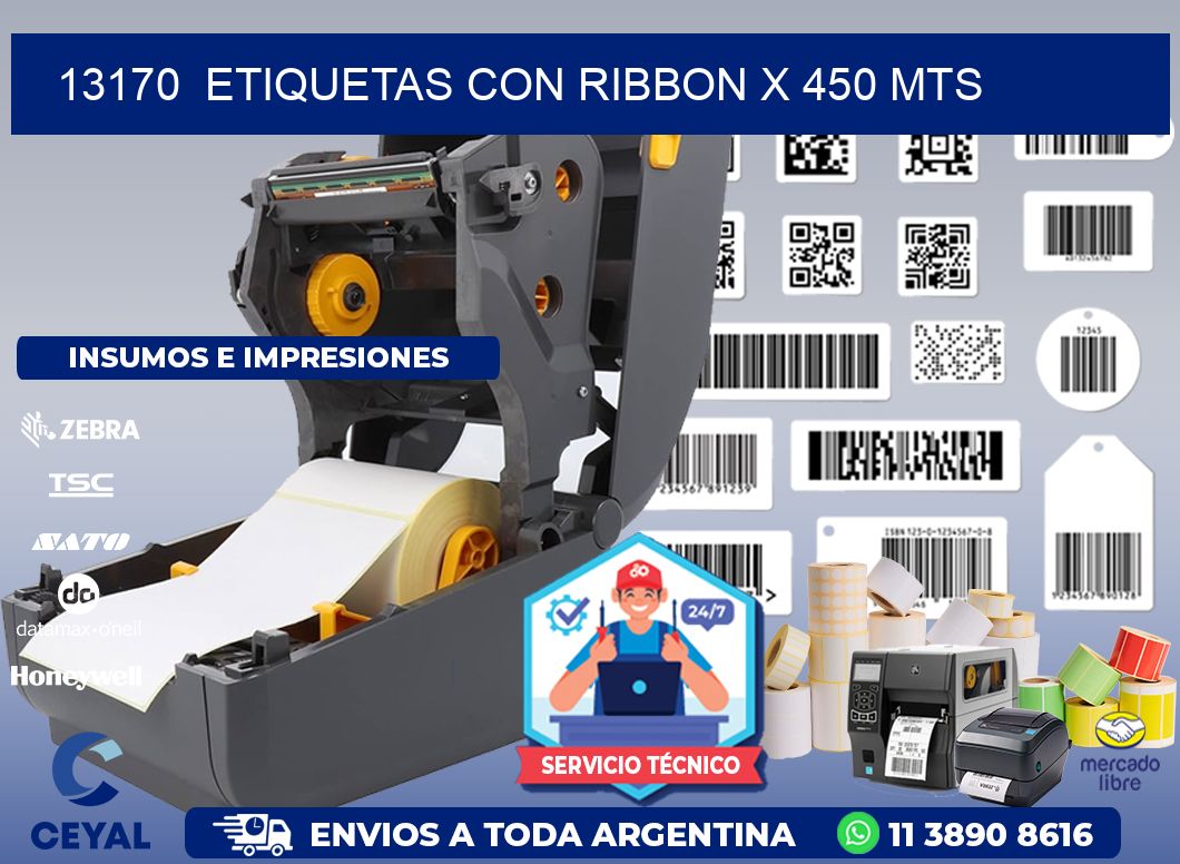 13170  ETIQUETAS CON RIBBON X 450 MTS