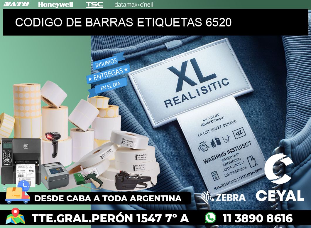 CODIGO DE BARRAS ETIQUETAS 6520