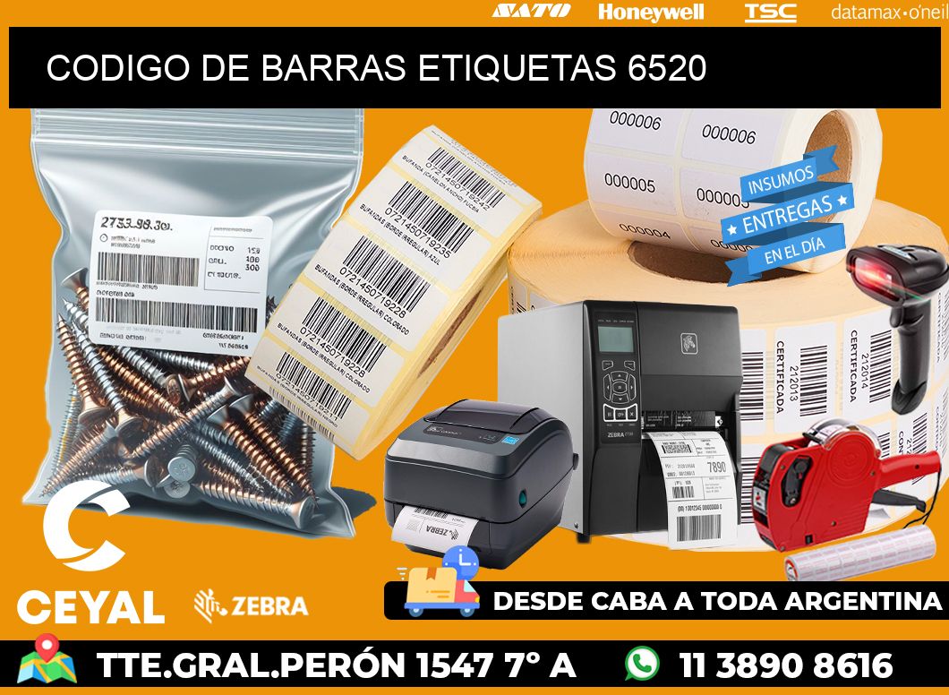 CODIGO DE BARRAS ETIQUETAS 6520