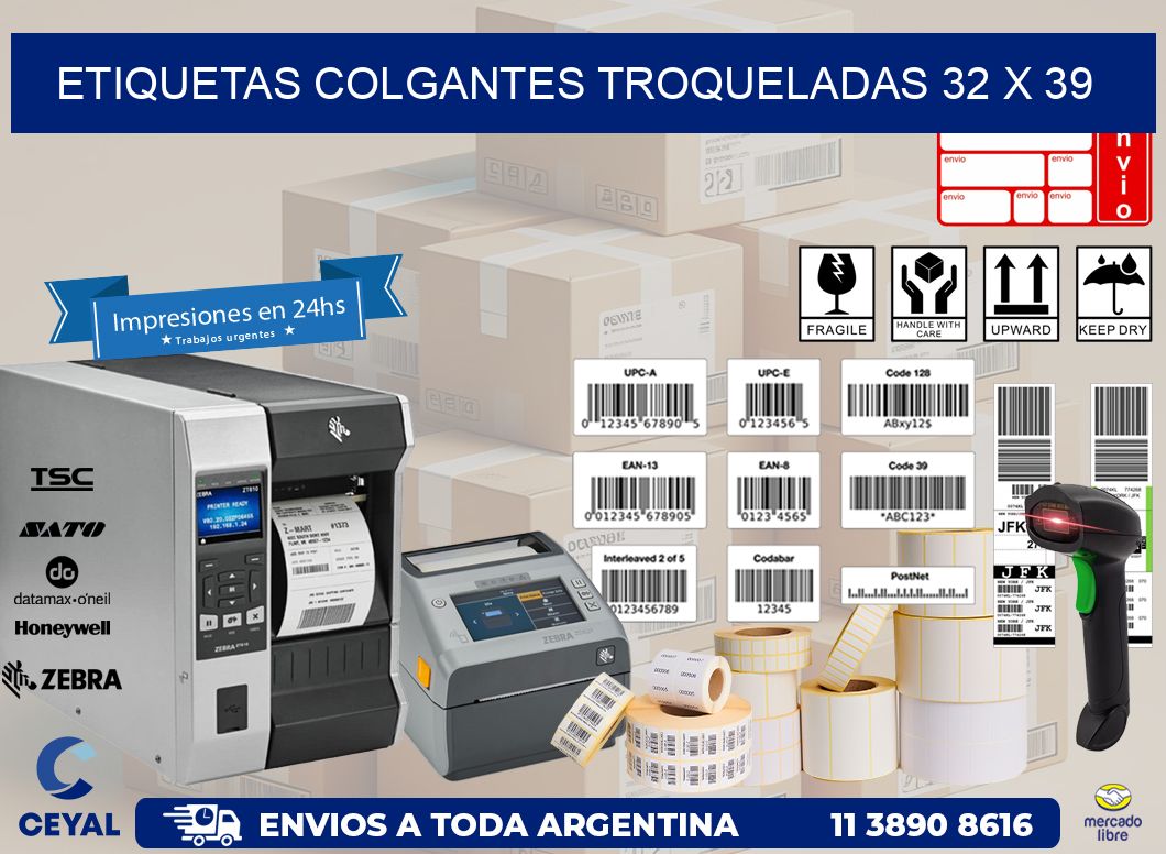 ETIQUETAS COLGANTES TROQUELADAS 32 x 39