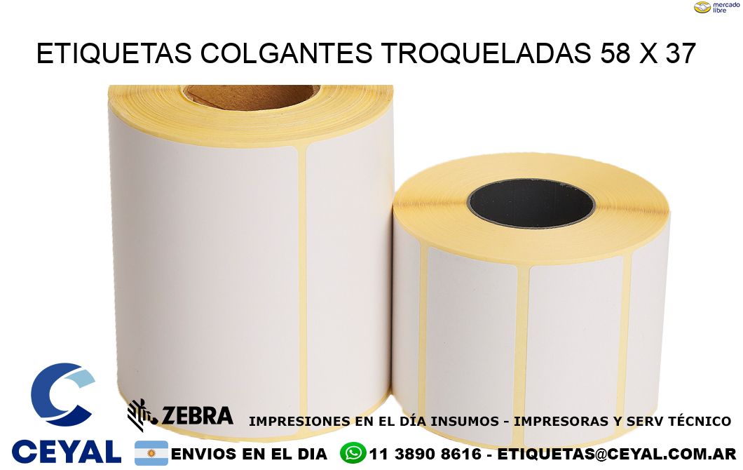 ETIQUETAS COLGANTES TROQUELADAS 58 x 37