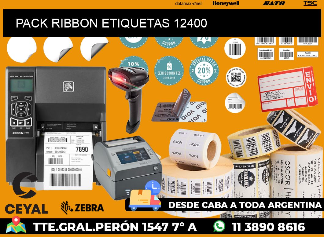 PACK RIBBON ETIQUETAS 12400