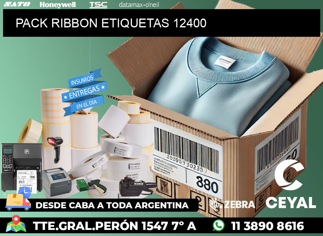 PACK RIBBON ETIQUETAS 12400