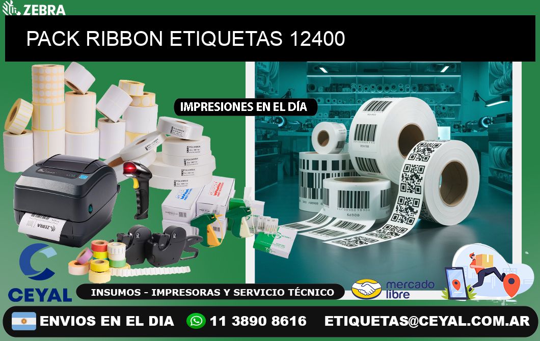 PACK RIBBON ETIQUETAS 12400