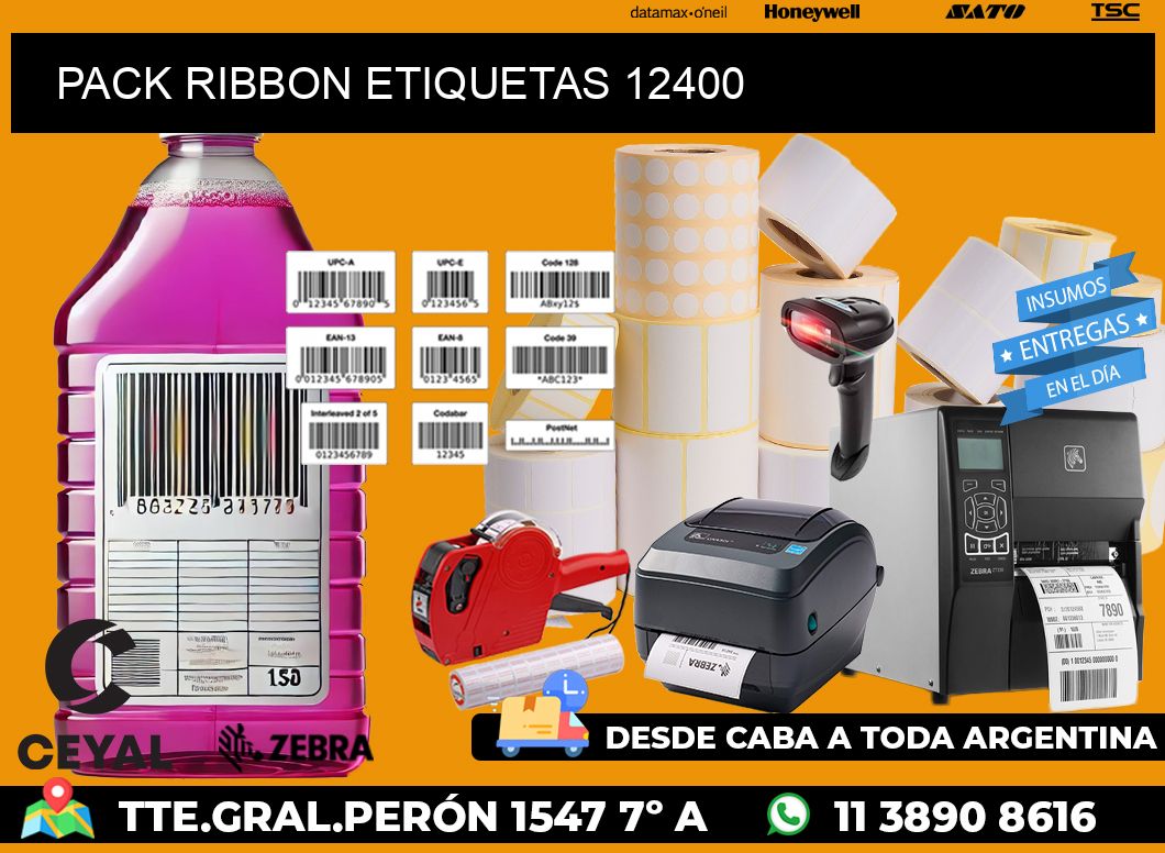 PACK RIBBON ETIQUETAS 12400