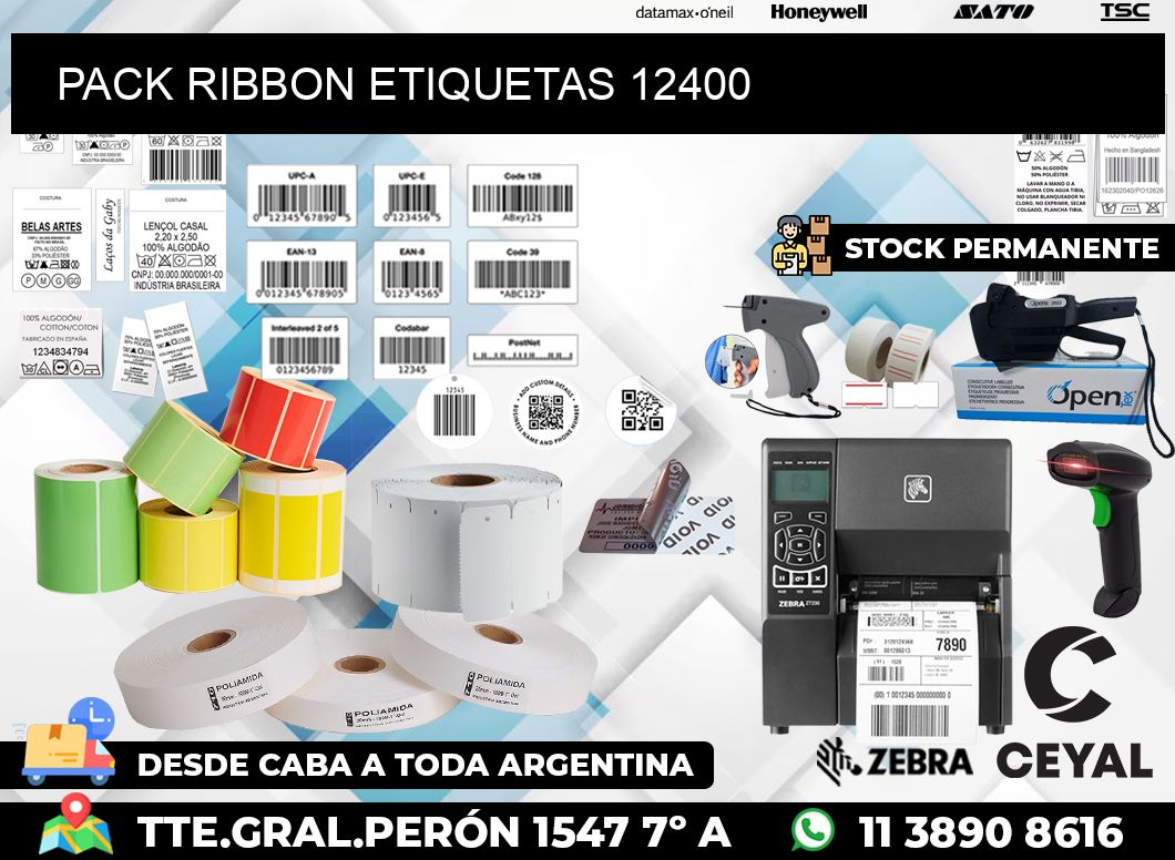 PACK RIBBON ETIQUETAS 12400