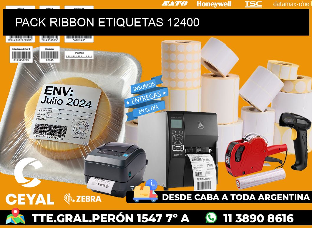 PACK RIBBON ETIQUETAS 12400