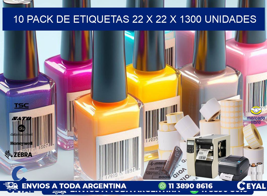 10 PACK DE ETIQUETAS 22 x 22 X 1300 UNIDADES