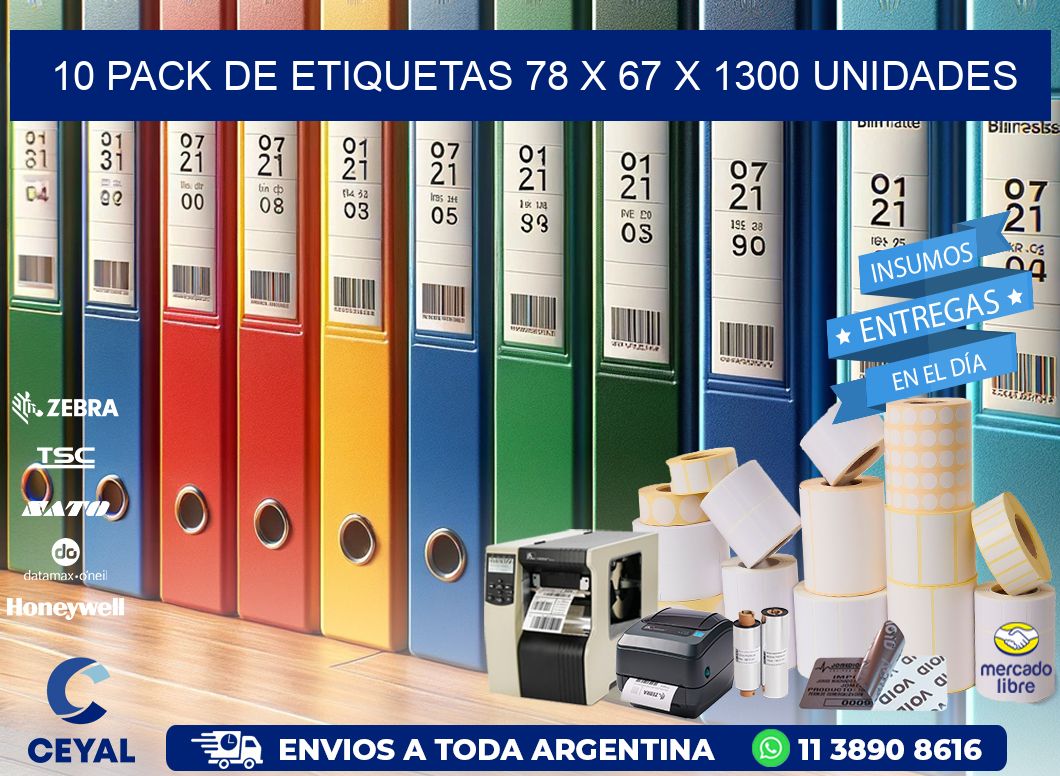 10 PACK DE ETIQUETAS 78 x 67 X 1300 UNIDADES