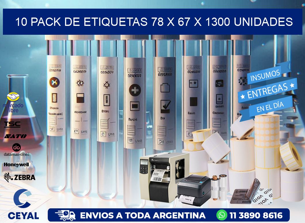 10 PACK DE ETIQUETAS 78 x 67 X 1300 UNIDADES