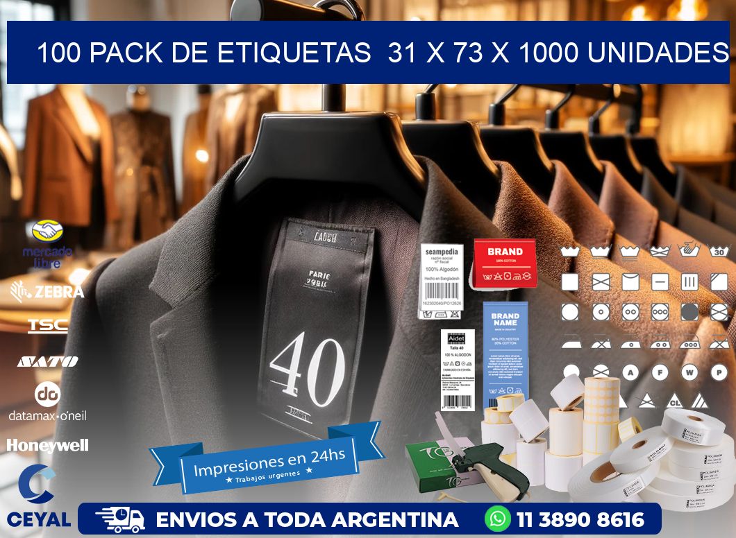 100 PACK DE ETIQUETAS  31 x 73 X 1000 UNIDADES