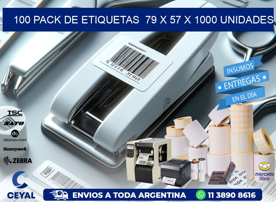 100 PACK DE ETIQUETAS  79 x 57 X 1000 UNIDADES