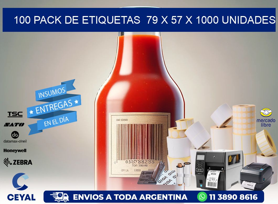 100 PACK DE ETIQUETAS  79 x 57 X 1000 UNIDADES