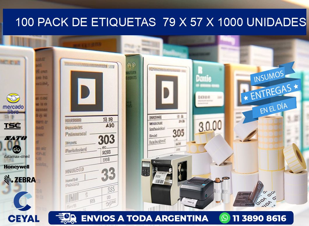 100 PACK DE ETIQUETAS  79 x 57 X 1000 UNIDADES