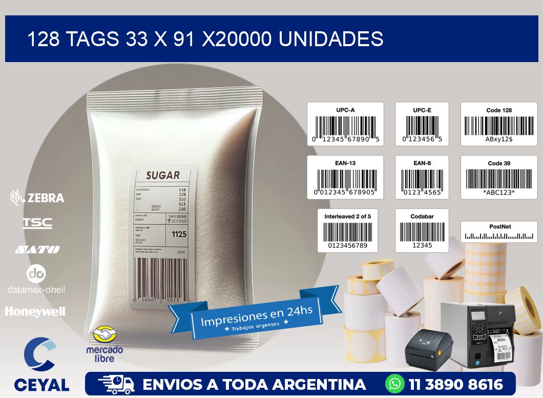 128 TAGS 33 x 91 X20000 UNIDADES