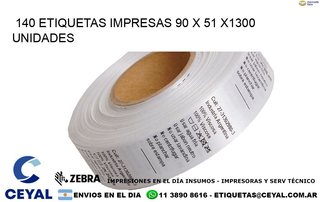 140 ETIQUETAS IMPRESAS 90 x 51 X1300 UNIDADES