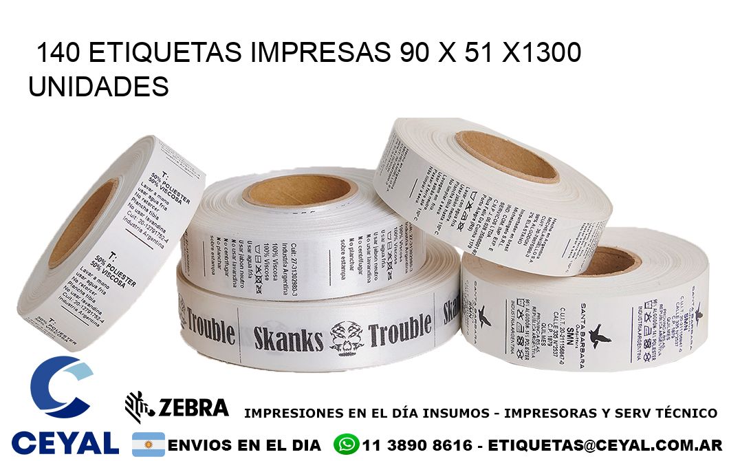 140 ETIQUETAS IMPRESAS 90 x 51 X1300 UNIDADES