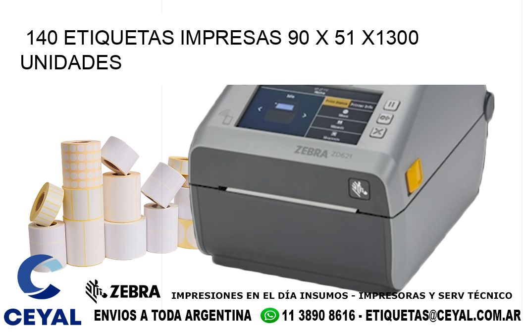 140 ETIQUETAS IMPRESAS 90 x 51 X1300 UNIDADES