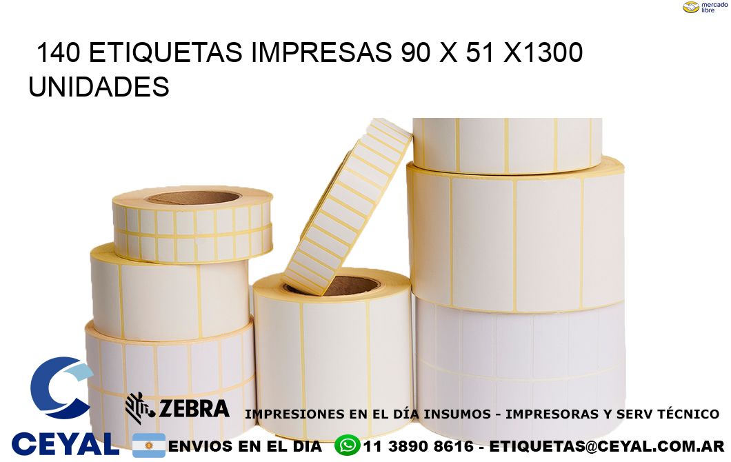 140 ETIQUETAS IMPRESAS 90 x 51 X1300 UNIDADES