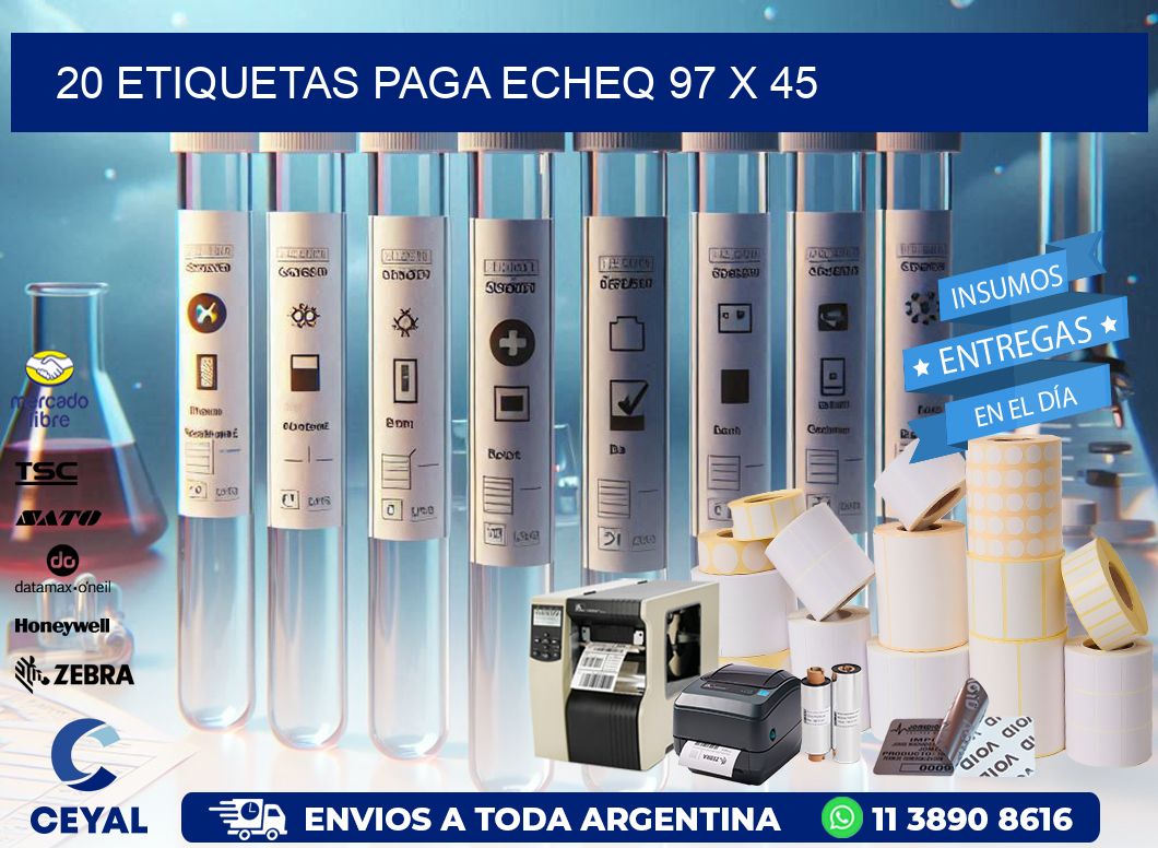 20 ETIQUETAS PAGA ECHEQ 97 x 45