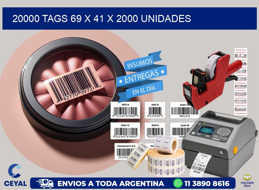 20000 TAGS 69 x 41 X 2000 UNIDADES