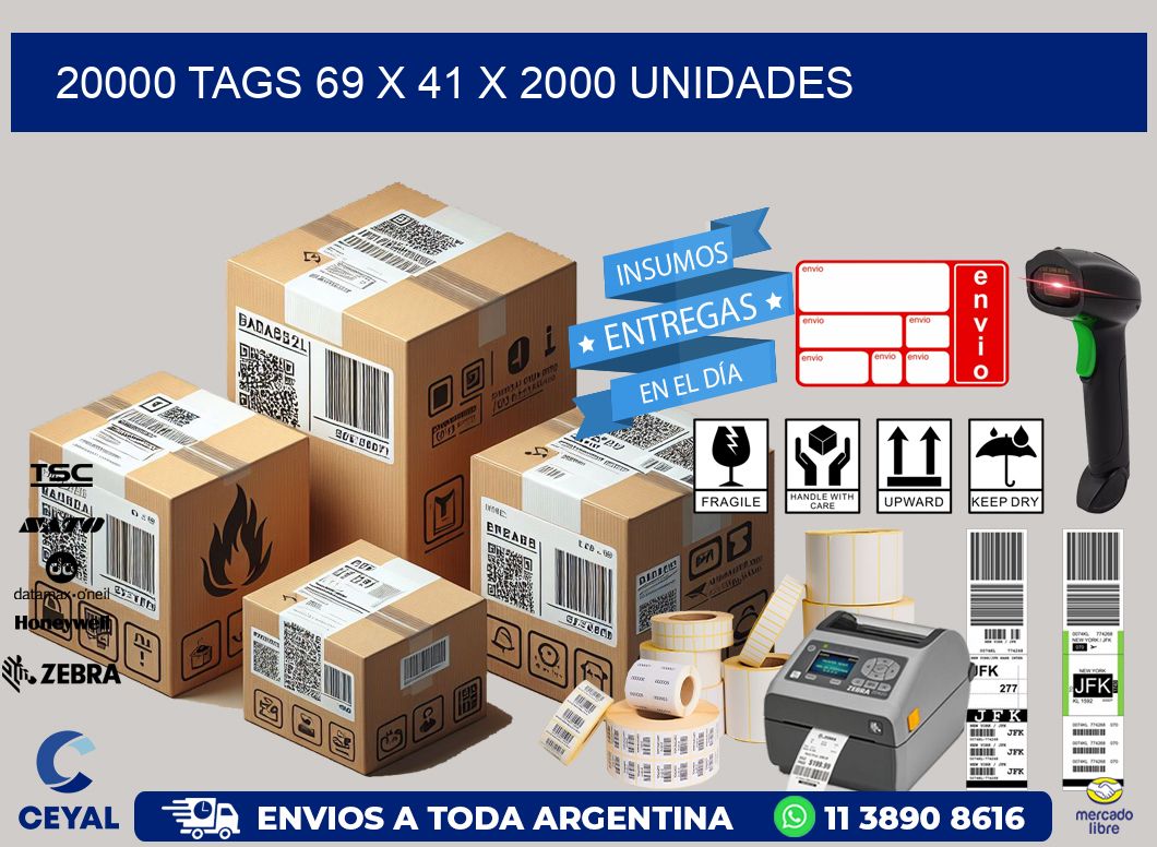 20000 TAGS 69 x 41 X 2000 UNIDADES