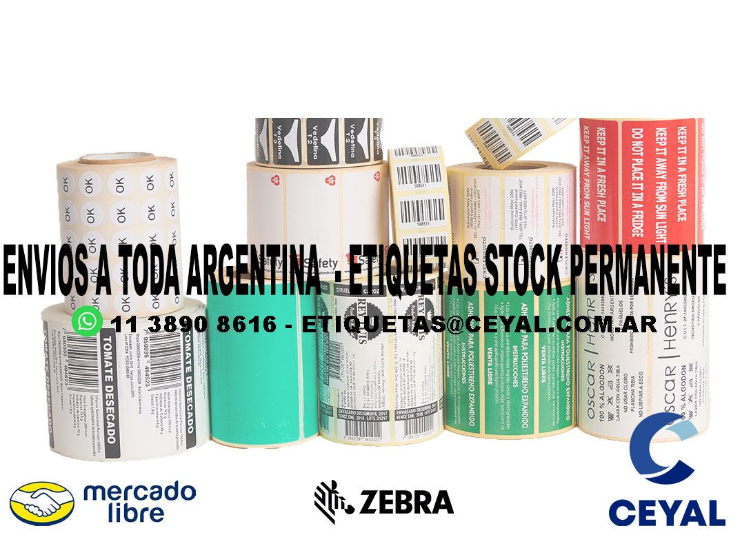 25 PACK DE ETIQUETAS ROLLOS 20 x 87 X 1000 UNIDADES