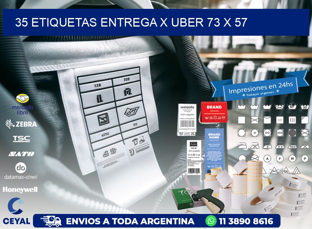 35 ETIQUETAS ENTREGA X UBER 73 x 57