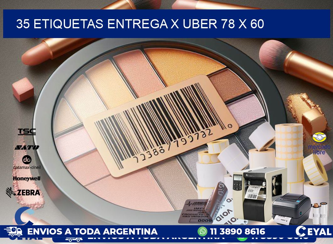 35 ETIQUETAS ENTREGA X UBER 78 x 60