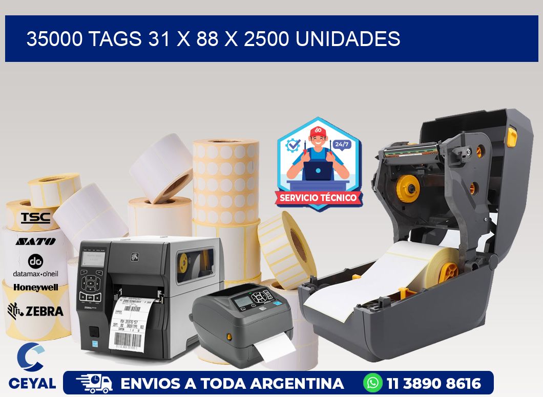 35000 TAGS 31 x 88 X 2500 UNIDADES