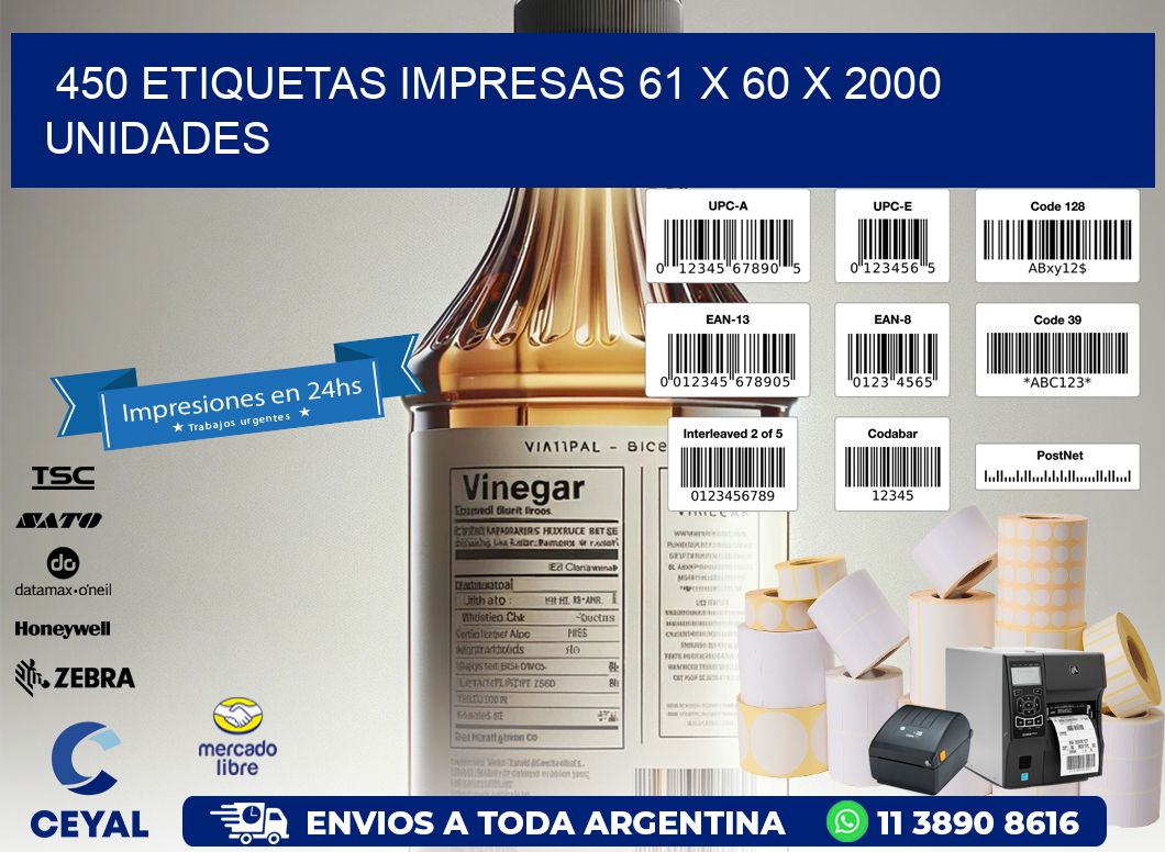 450 ETIQUETAS IMPRESAS 61 x 60 X 2000 UNIDADES