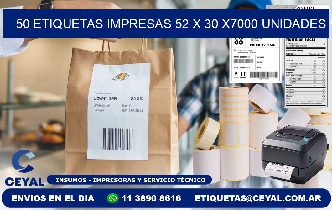 50 ETIQUETAS IMPRESAS 52 x 30 X7000 UNIDADES