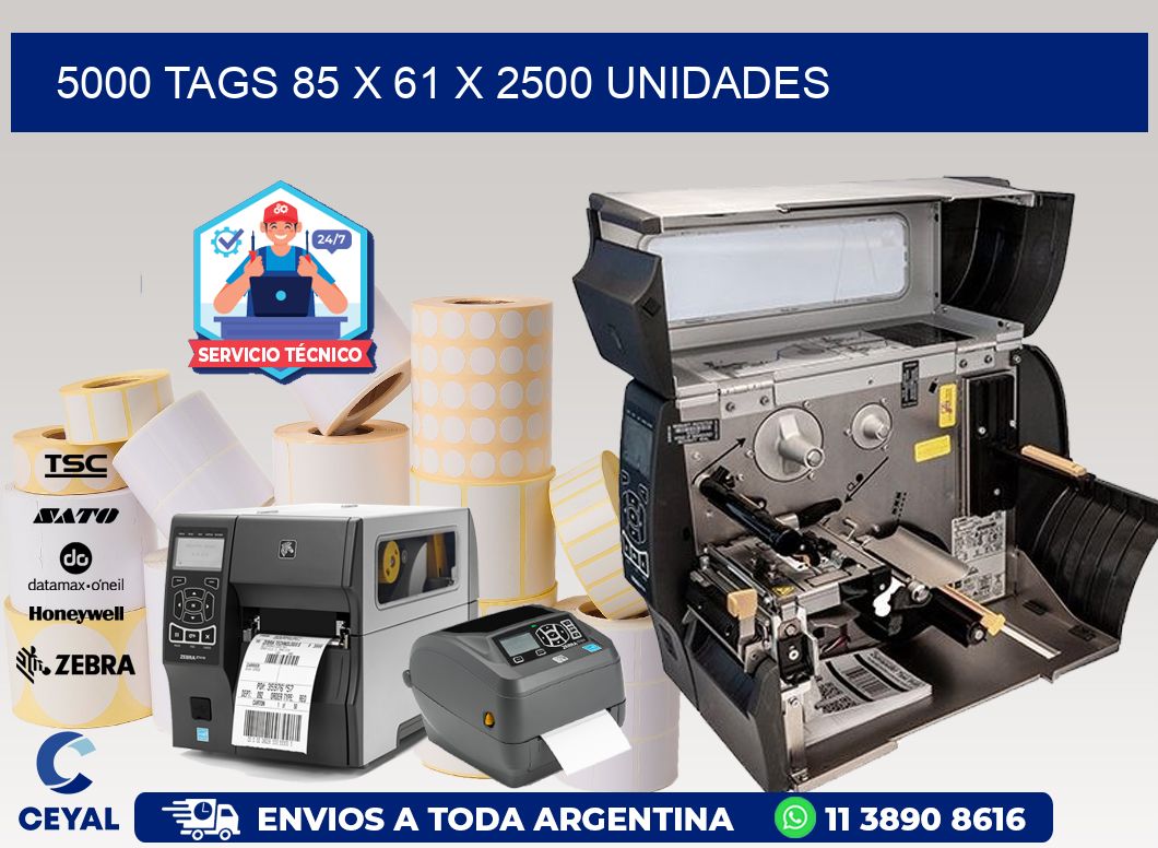 5000 TAGS 85 x 61 X 2500 UNIDADES