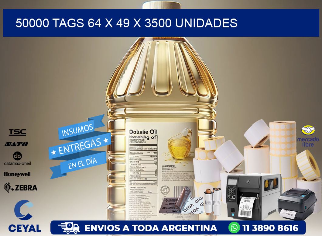 50000 TAGS 64 x 49 X 3500 UNIDADES