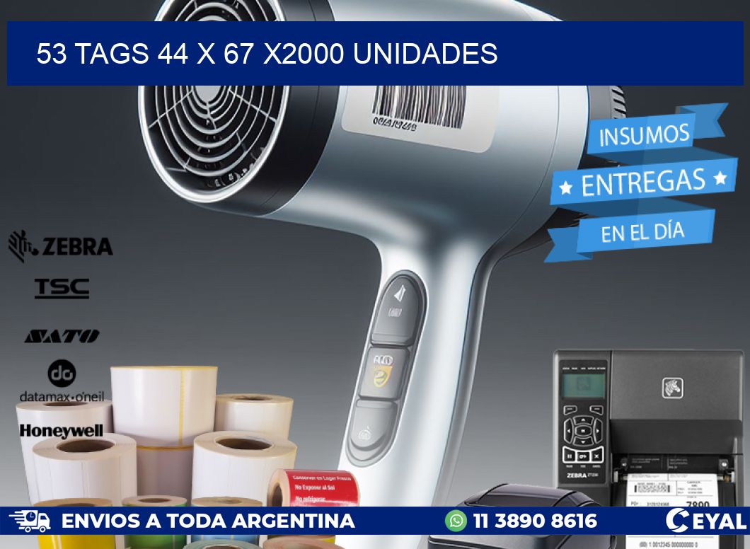 53 TAGS 44 x 67 X2000 UNIDADES