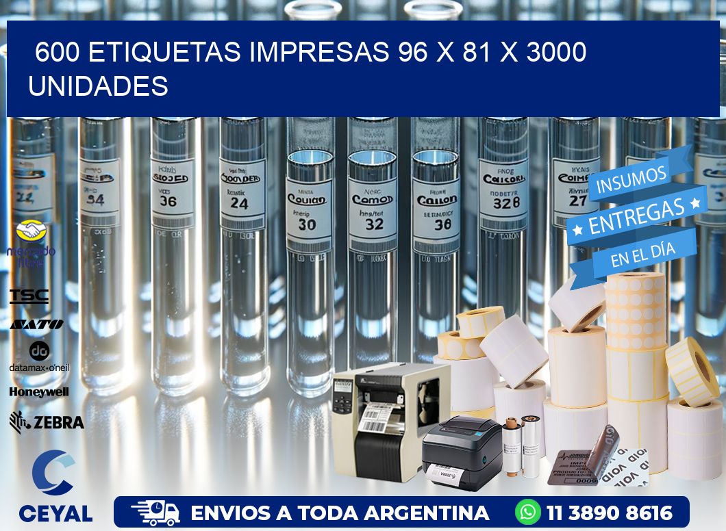 600 ETIQUETAS IMPRESAS 96 x 81 X 3000 UNIDADES