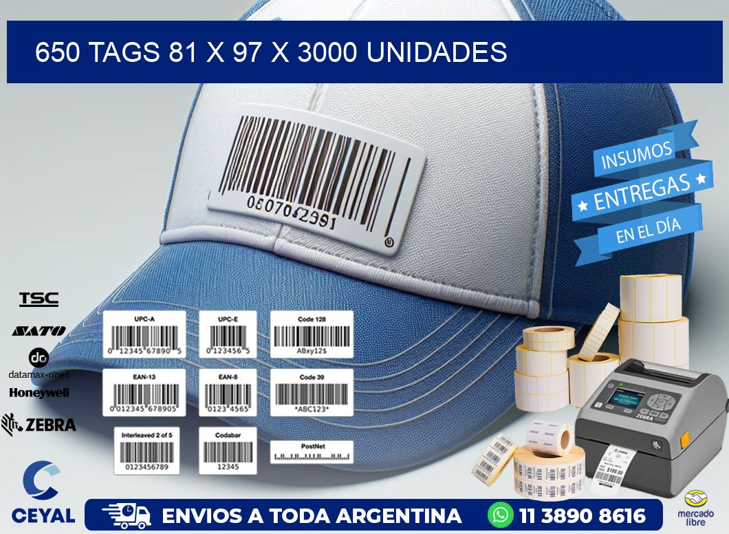 650 TAGS 81 x 97 X 3000 UNIDADES