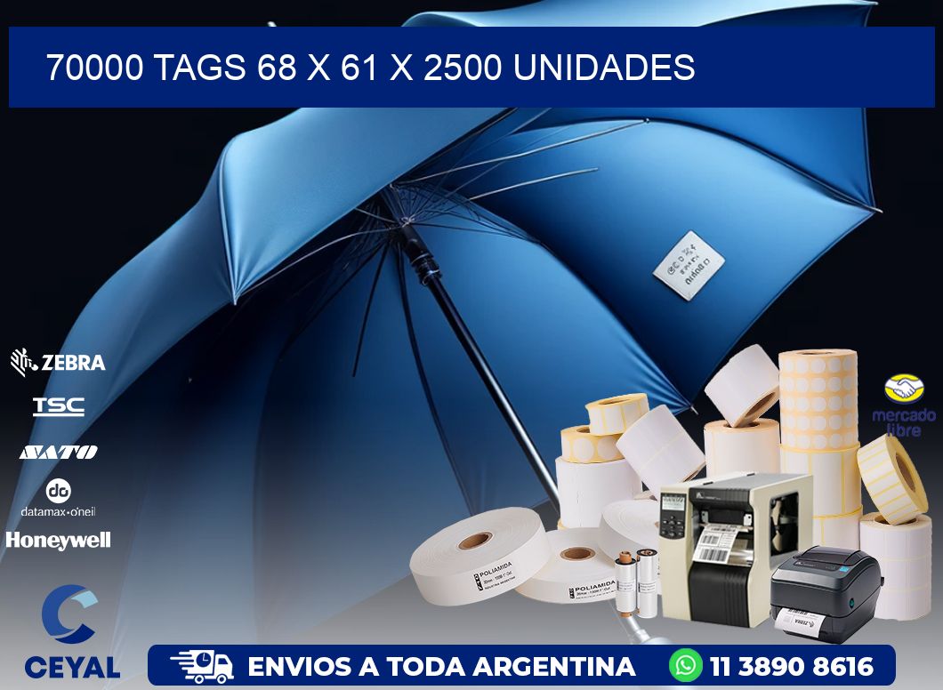 70000 TAGS 68 x 61 X 2500 UNIDADES