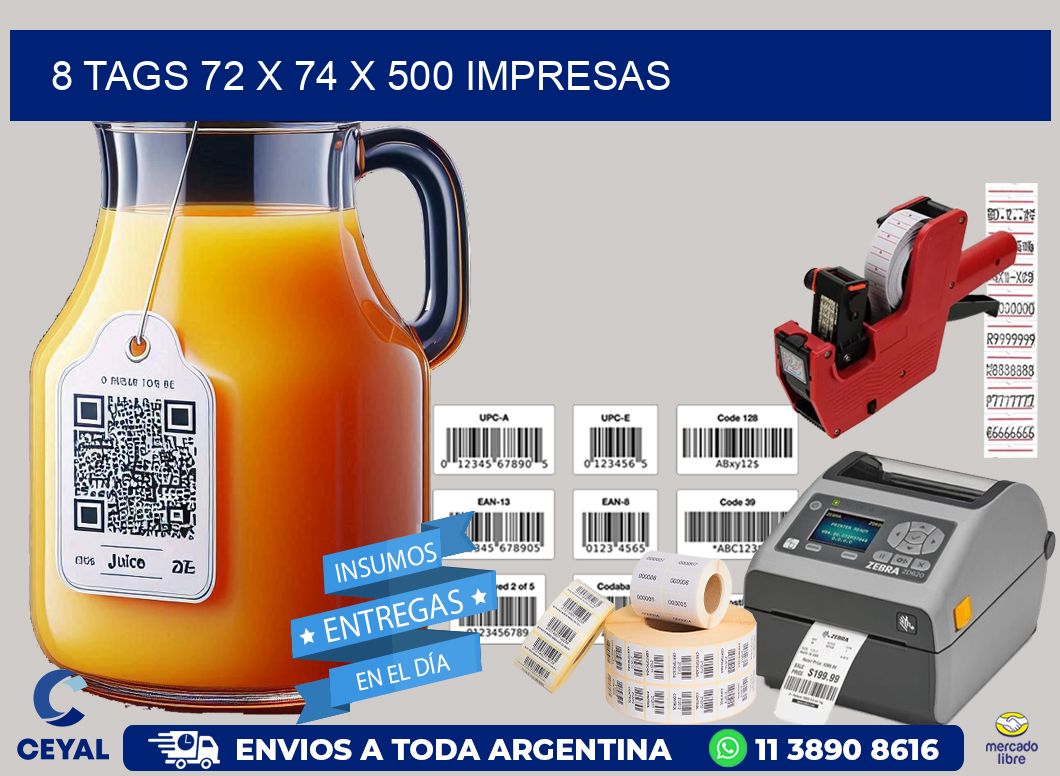 8 TAGS 72 x 74 X 500 IMPRESAS