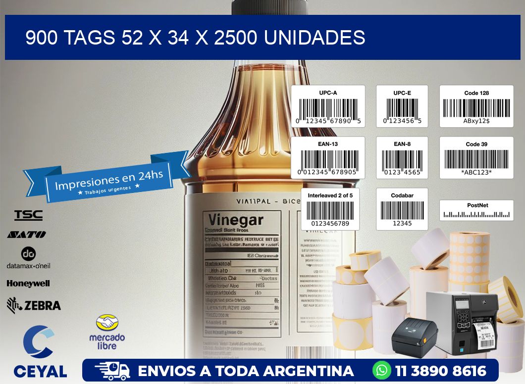 900 TAGS 52 x 34 X 2500 UNIDADES