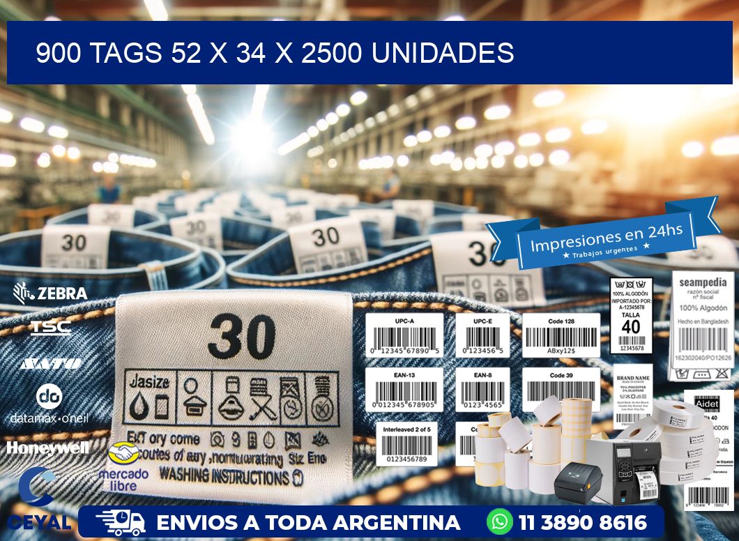 900 TAGS 52 x 34 X 2500 UNIDADES