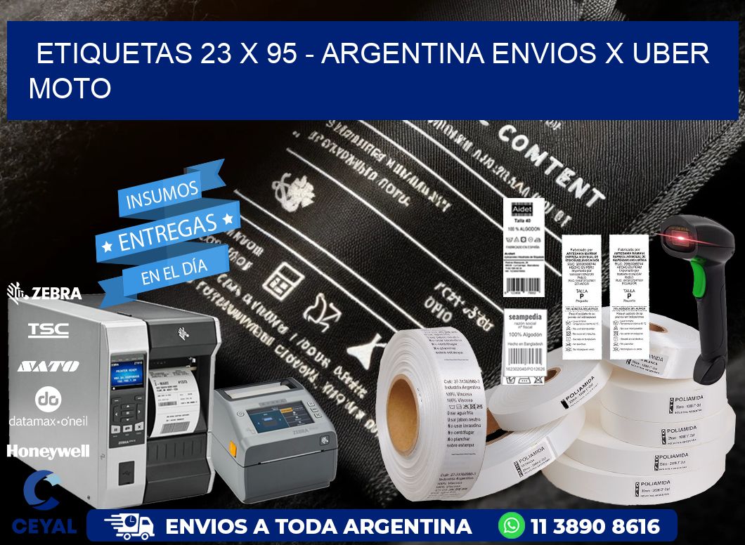 ETIQUETAS 23 x 95 - ARGENTINA ENVIOS X UBER MOTO