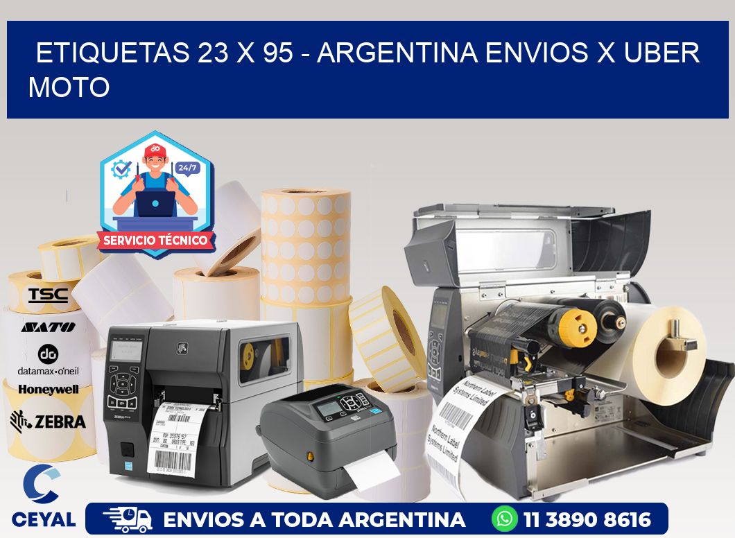 ETIQUETAS 23 x 95 - ARGENTINA ENVIOS X UBER MOTO