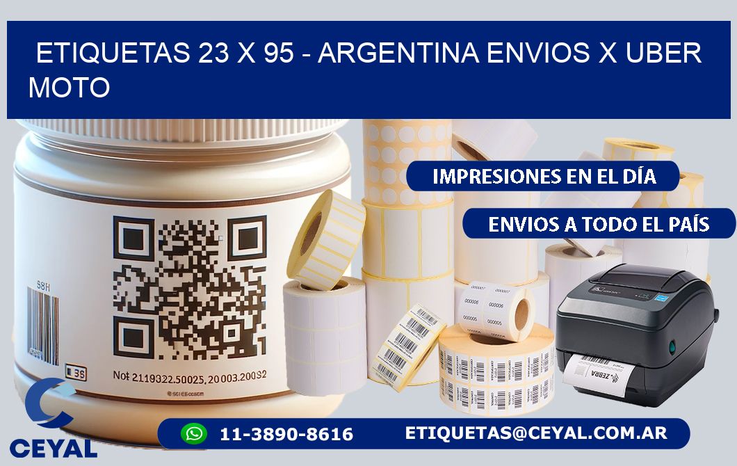 ETIQUETAS 23 x 95 - ARGENTINA ENVIOS X UBER MOTO