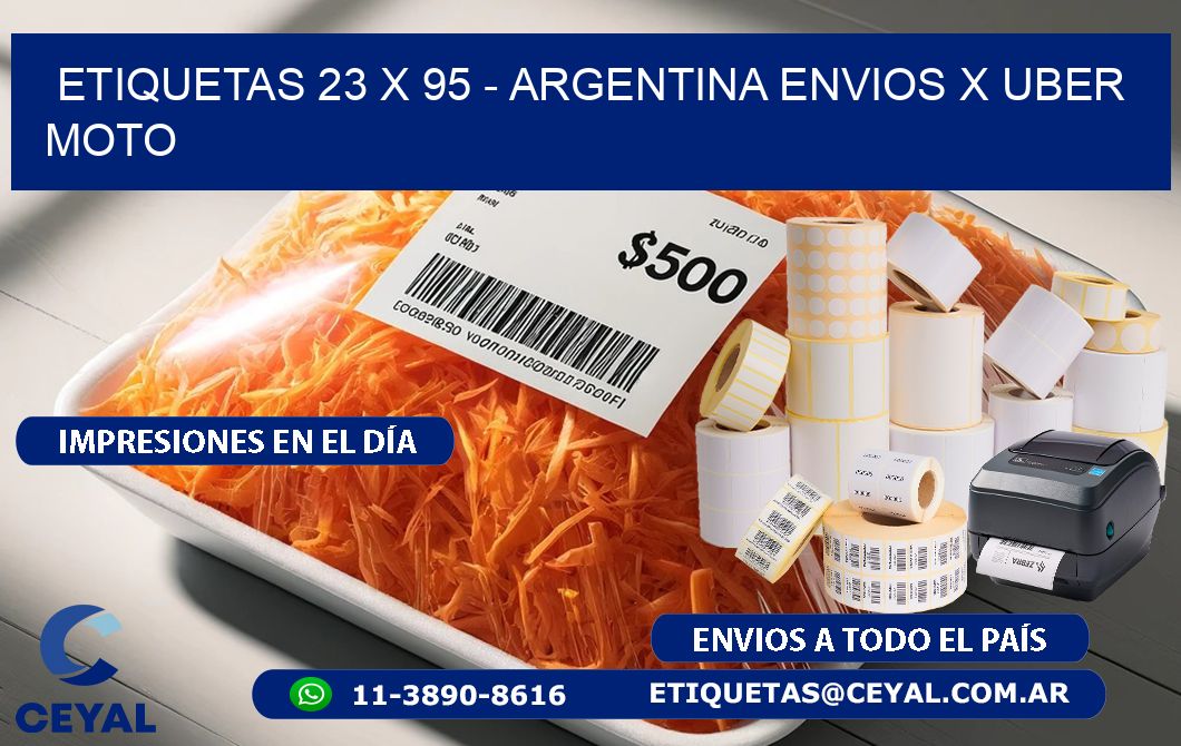 ETIQUETAS 23 x 95 - ARGENTINA ENVIOS X UBER MOTO